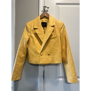 7 FOR ALL MANKIND Cropped Biker Faux Leather Jacket Mustard‎ Small NWT